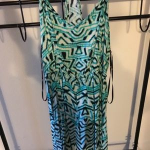 Light blue with black dress